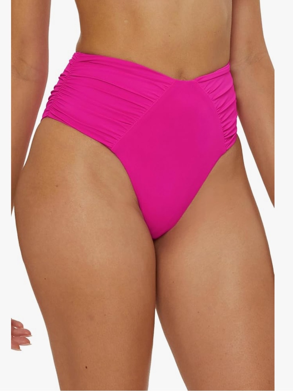 BECCA Vibrant Fuchsia Swim Top with Gold Accents top small / bottom medium - Picture 2 of 6